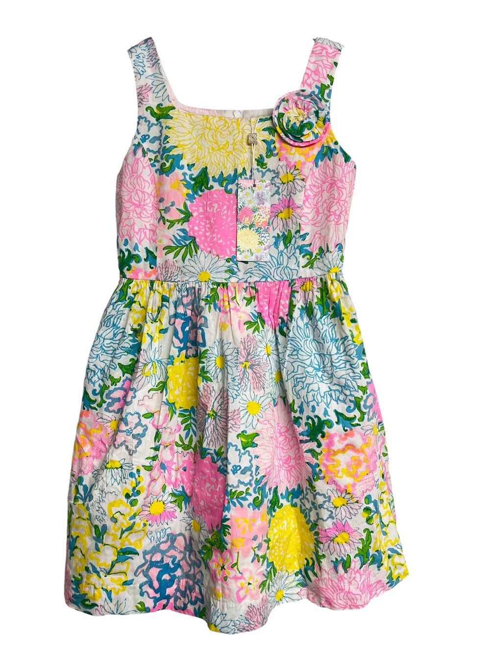 New Girls Lilly Pulitzer‎ Bellefleur Pink Yellow Blue Floral Sleeveless Sundress